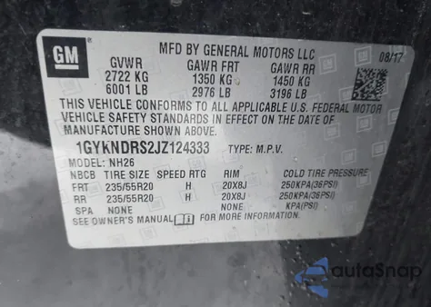 2018 Cadillac Xt5 Luxury из США, поврежденный, VIN 1GYKNDRS2JZ124333